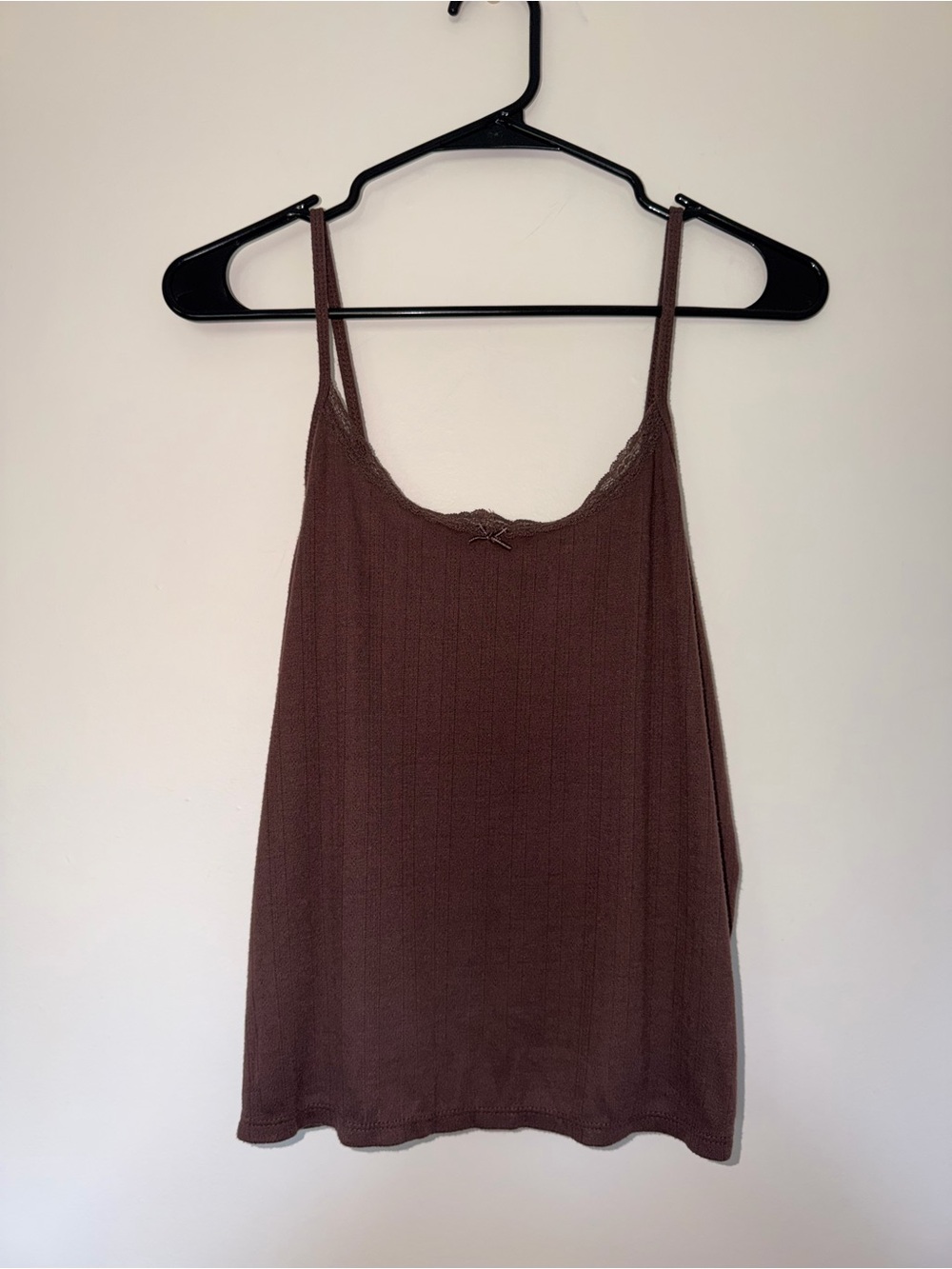 Target wild fable Ribbed Brown Lace-Trim Knit Cami w/ Bow